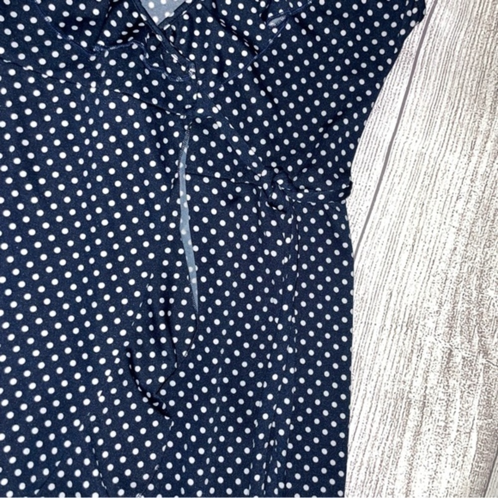 SUSIE ROSE Women’s Polka Dot Wrap Dress Navy & White Size Large (11-13) - Picture 5 of 7